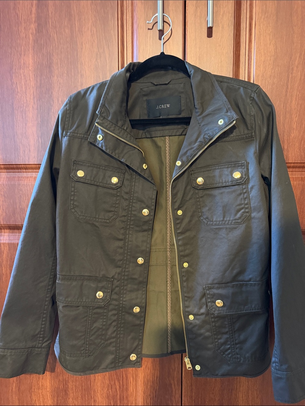 J. Crew Olive Green Military Field Jacket with Brass Hardware Size S